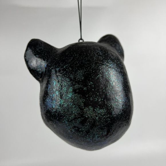 Vtg Folk Art Paper Mache Creepy Hissing Cat‎ Head Ornament Macabre Decor - Picture 9 of 14